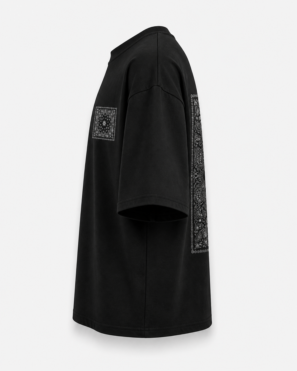 Midnight Bandana Oversized T-Shirt – Minimal Streetwear Graphic Tee
