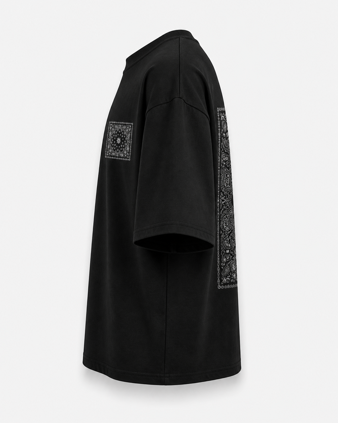 Midnight Bandana Oversized T-Shirt – Minimal Streetwear Graphic Tee