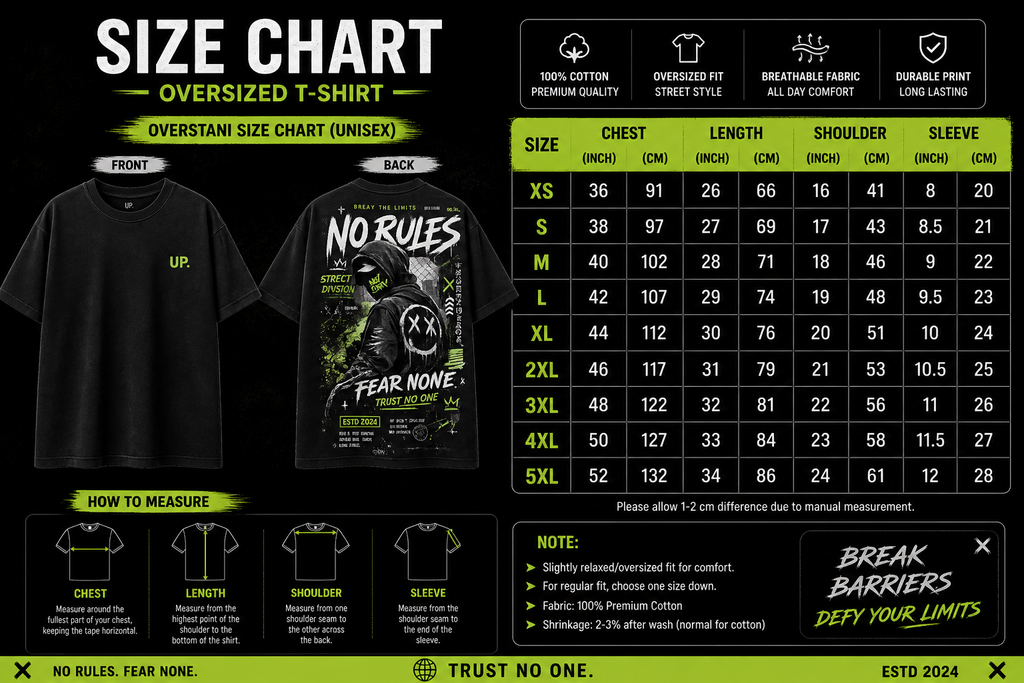 No Rules Oversized Streetwear T-Shirt – Fear None Graphic Tee