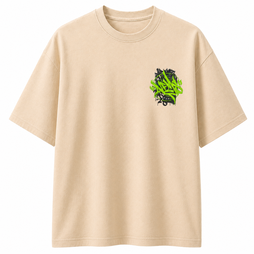Graffiti Streetwear T-Shirt – Neon Green Tag Graphic Tee | Urban Aesthetic Unisex Shirt