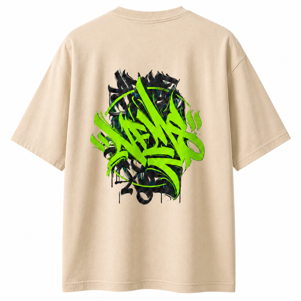 Graffiti Streetwear T-Shirt – Neon Green Tag Graphic Tee | Urban Aesthetic Unisex Shirt