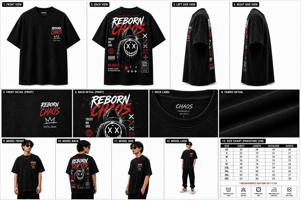 Reborn Chaos Oversized T-Shirt – Break The Limits Streetwear Tee