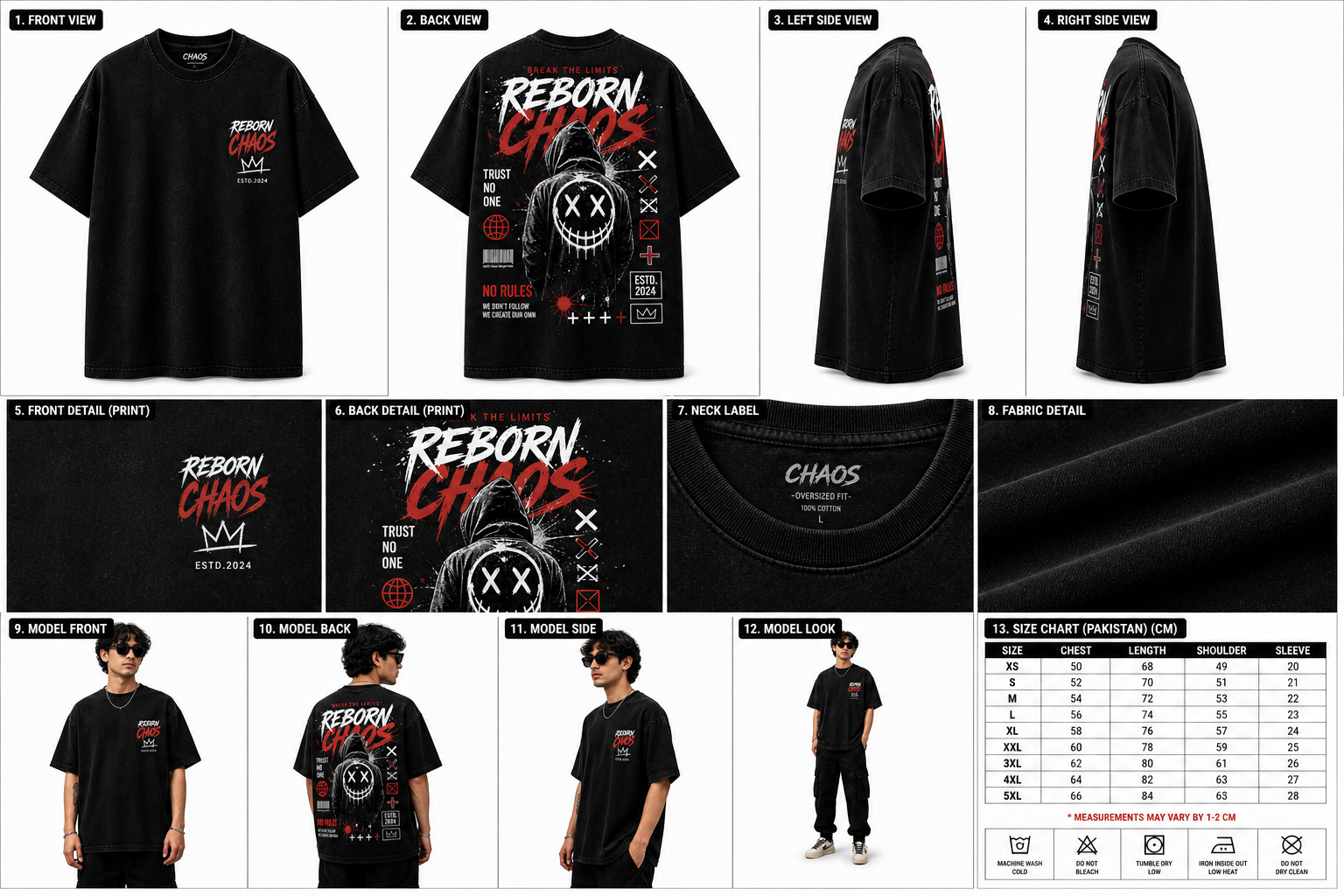 Reborn Chaos Oversized T-Shirt – Break The Limits Streetwear Tee