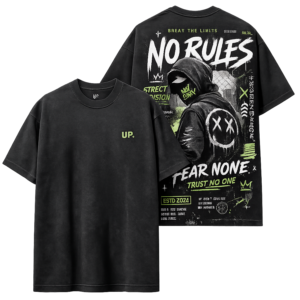 No Rules Oversized Streetwear T-Shirt – Fear None Graphic Tee
