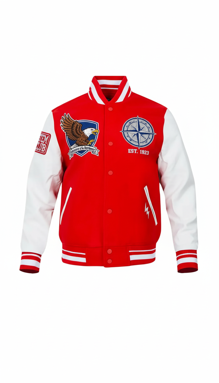 Red White Varsity Jacket Men