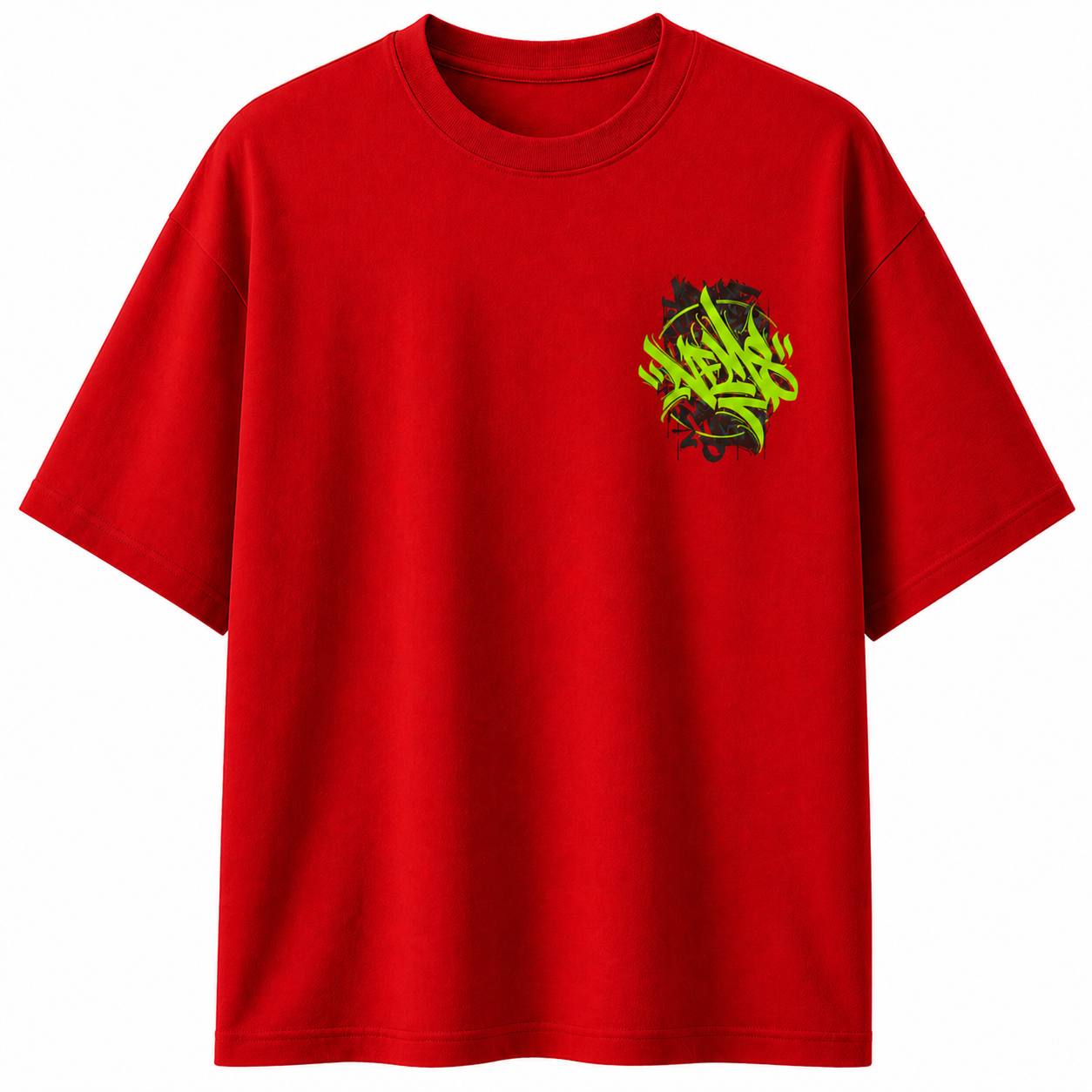 Graffiti Streetwear T-Shirt – Neon Green Tag Graphic Tee | Urban Aesthetic Unisex Shirt