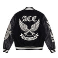 ACE "Rebel Iron" Custom Varsity Jacket – Premium Black Wool & Faux Leather Biker Bomber