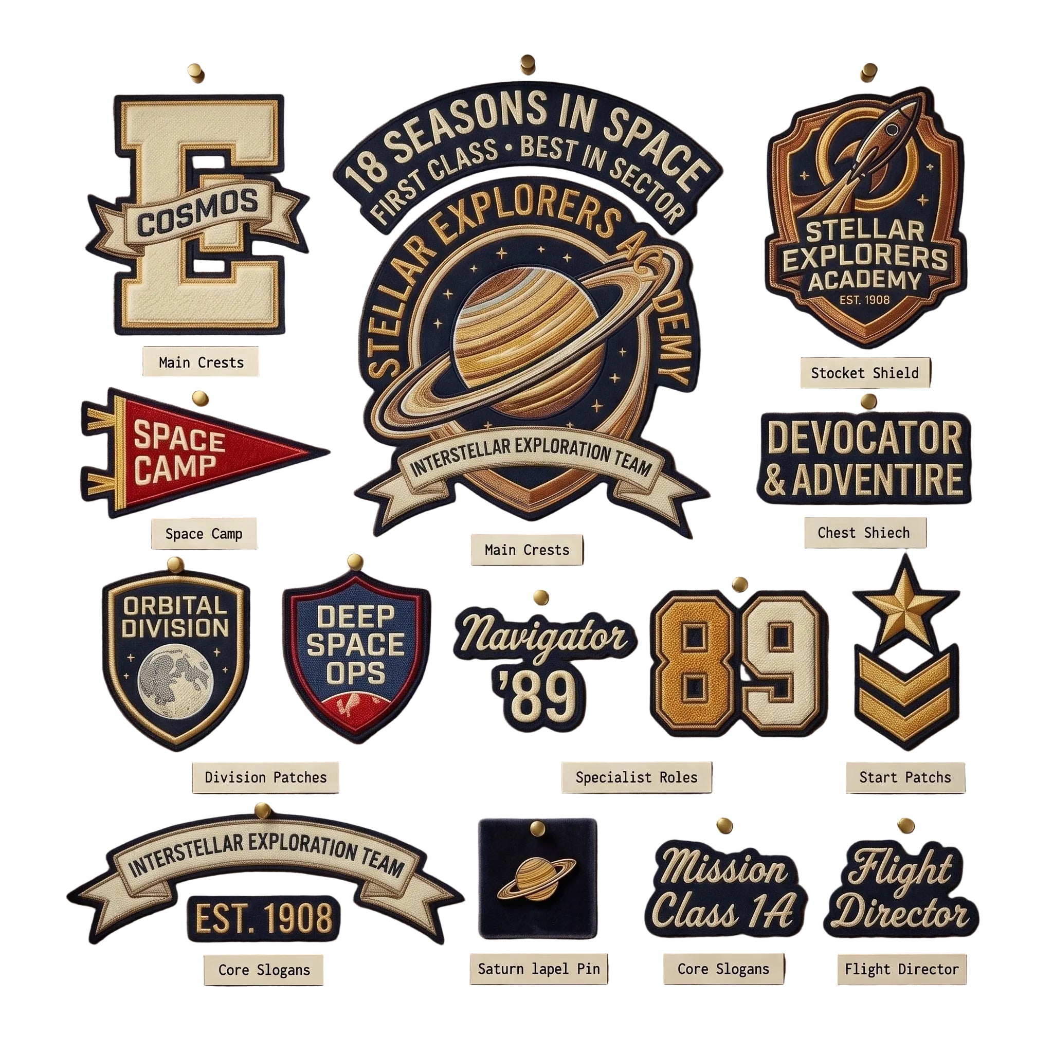 Stellar Explorers Academy Varsity Jacket - Premium Navy Wool & Cream Leather Letterman Jacket