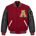 Custom Varsity Letterman Jacket - Maroon Wool Body & Black Genuine Leather Sleeves