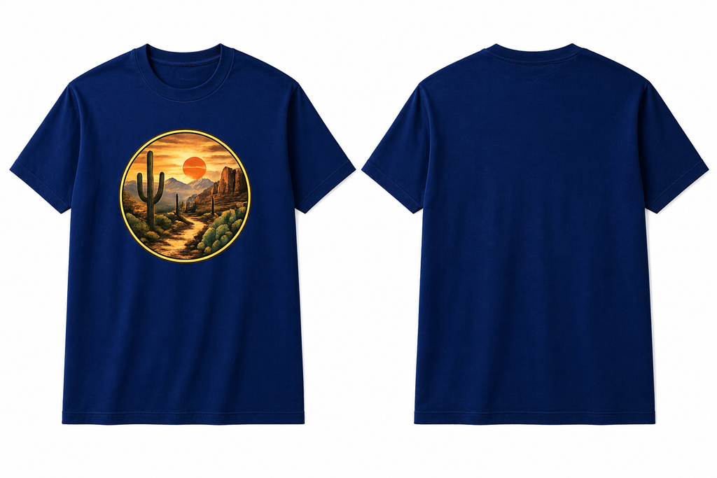 Desert Sunset Cactus Graphic T-Shirt – Vintage Landscape Print Tee