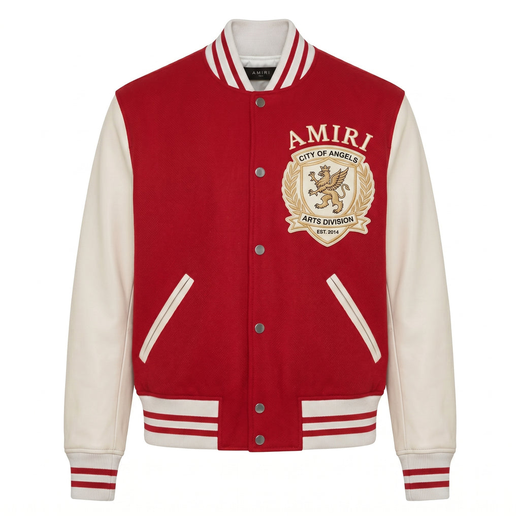 Red and Cream Griffin Bomber Coat