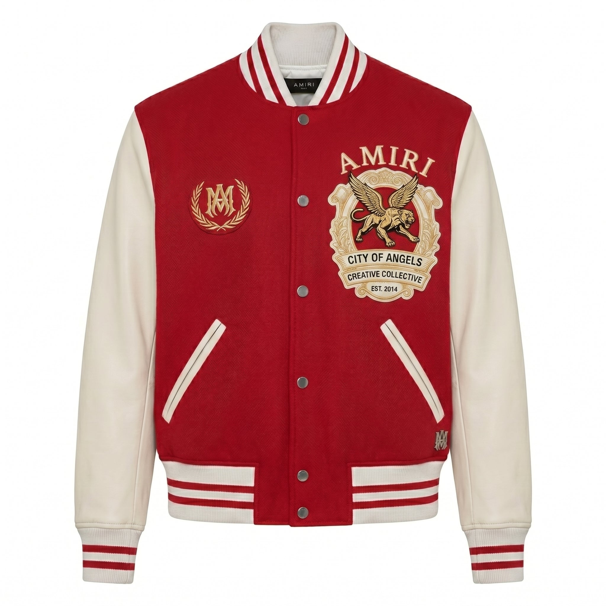 Red and Cream Griffin Bomber Coat