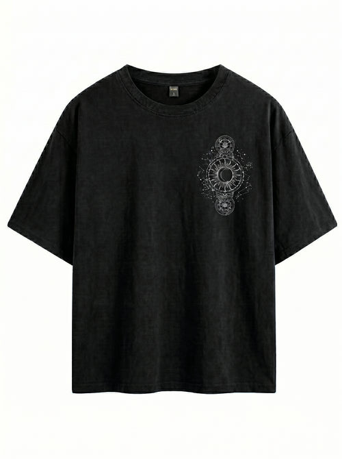 Celestial Sun & Moon Oversized Vintage Wash Tee