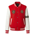 Red Wool & White Leather Varsity Jacket - Collegiate Letterman Bomber