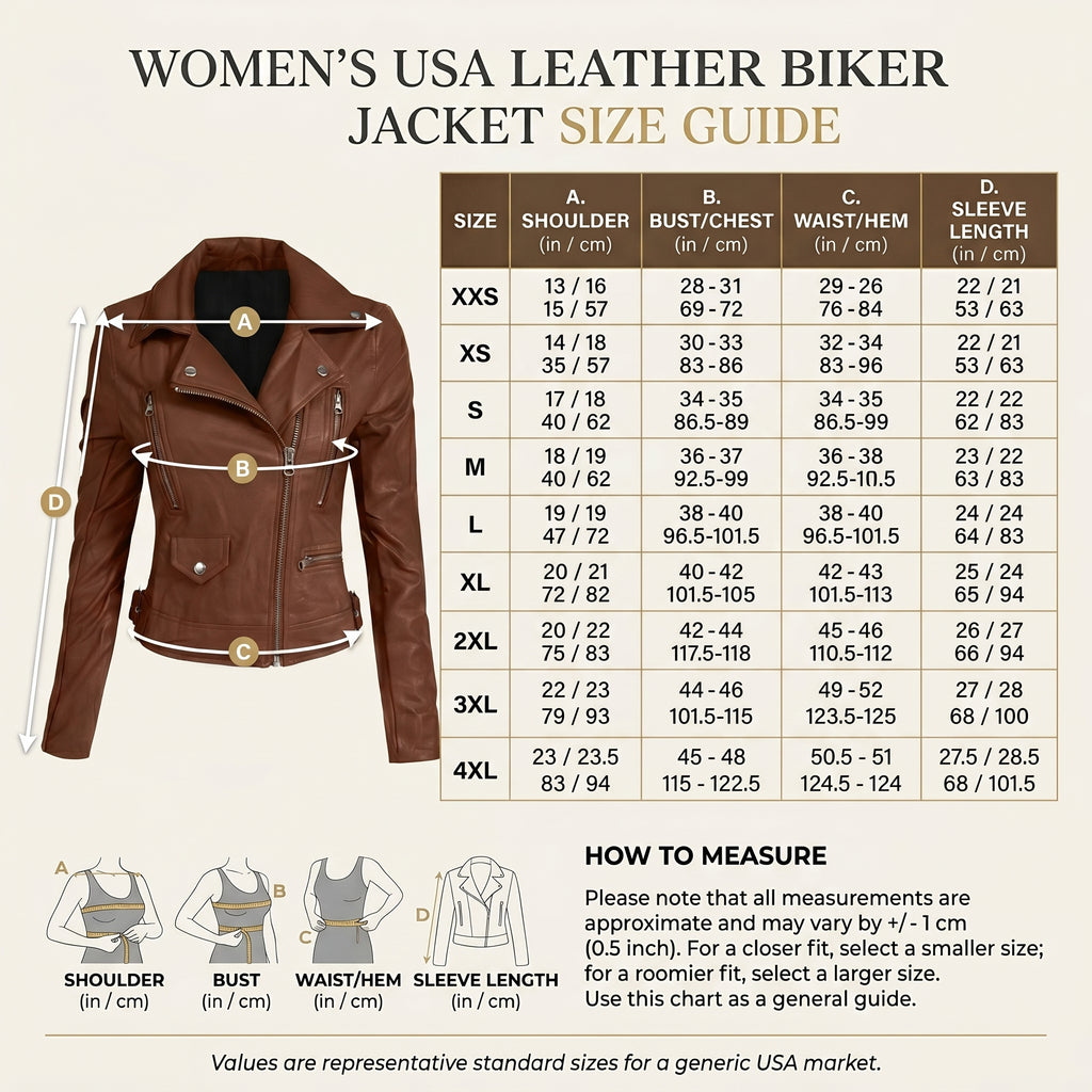 Women’s Brown Leather Biker Jacket – Slim Fit Moto Jacket, Asymmetrical Zip Motorcycle
