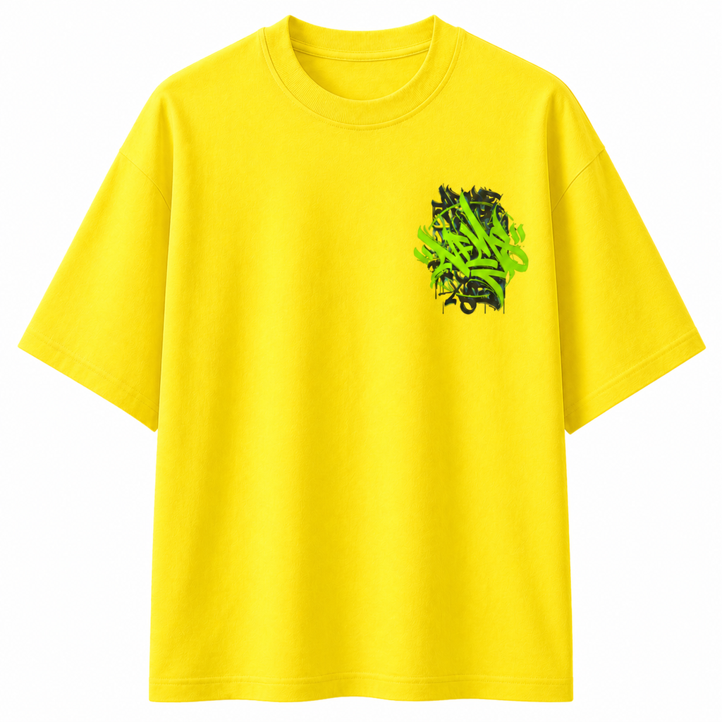 Graffiti Streetwear T-Shirt – Neon Green Tag Graphic Tee | Urban Aesthetic Unisex Shirt