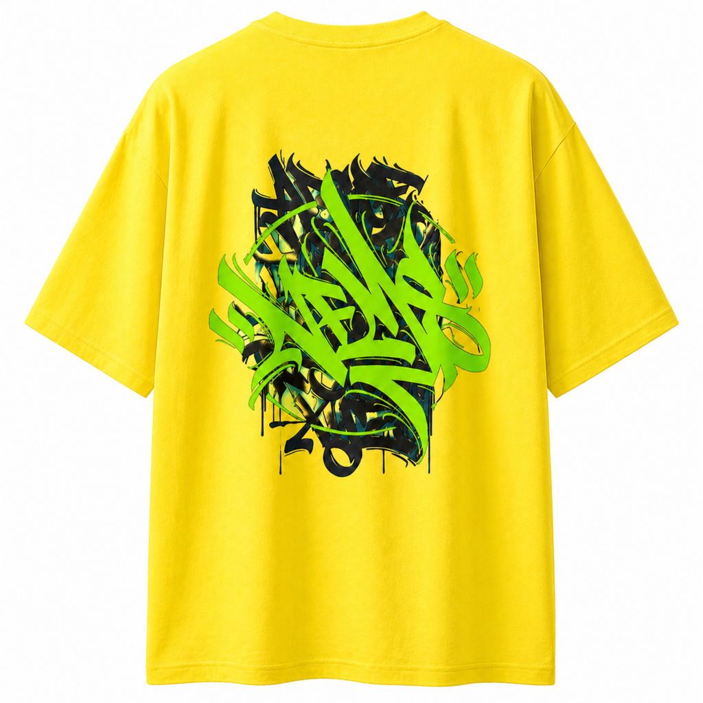 Graffiti Streetwear T-Shirt – Neon Green Tag Graphic Tee | Urban Aesthetic Unisex Shirt