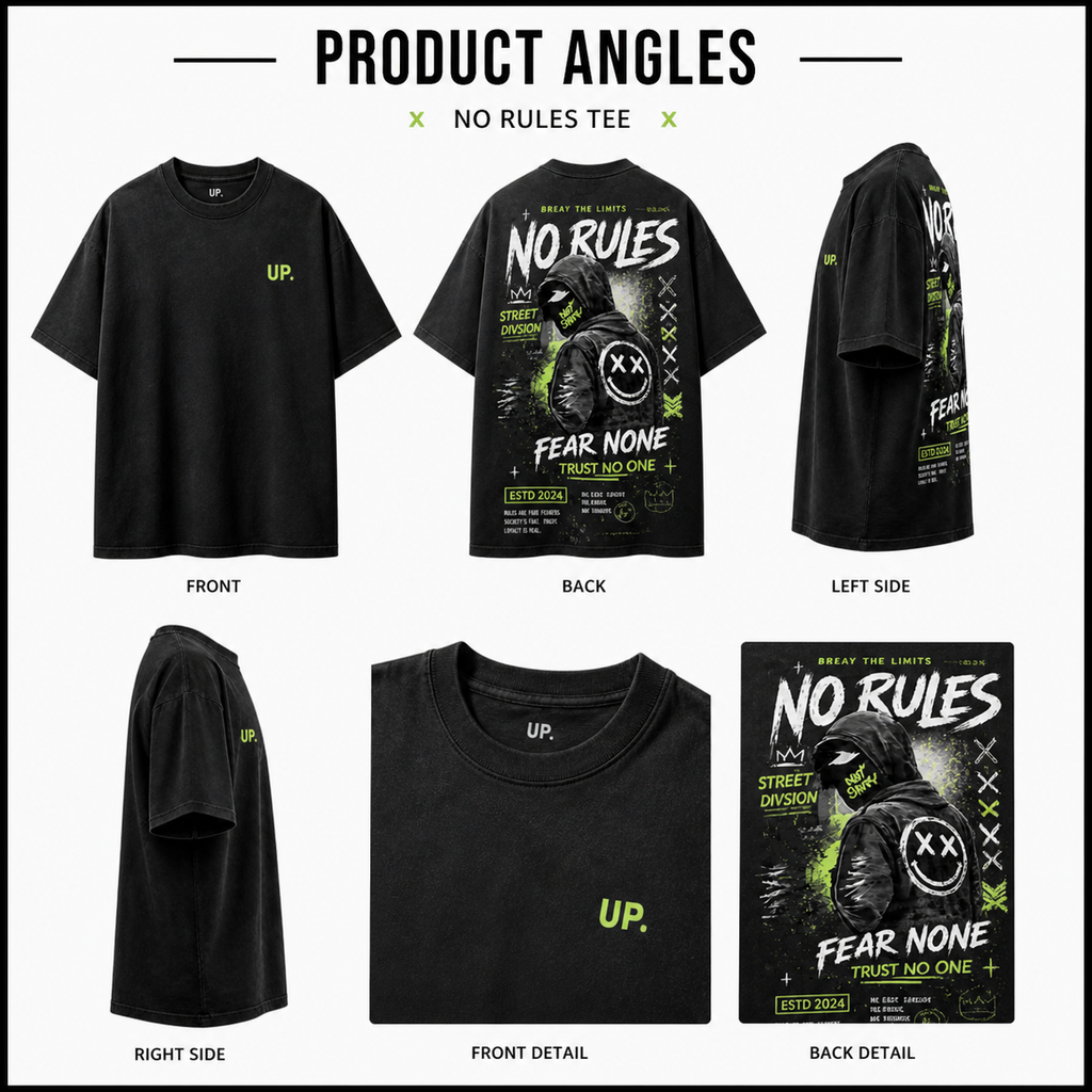 No Rules Oversized Streetwear T-Shirt – Fear None Graphic Tee