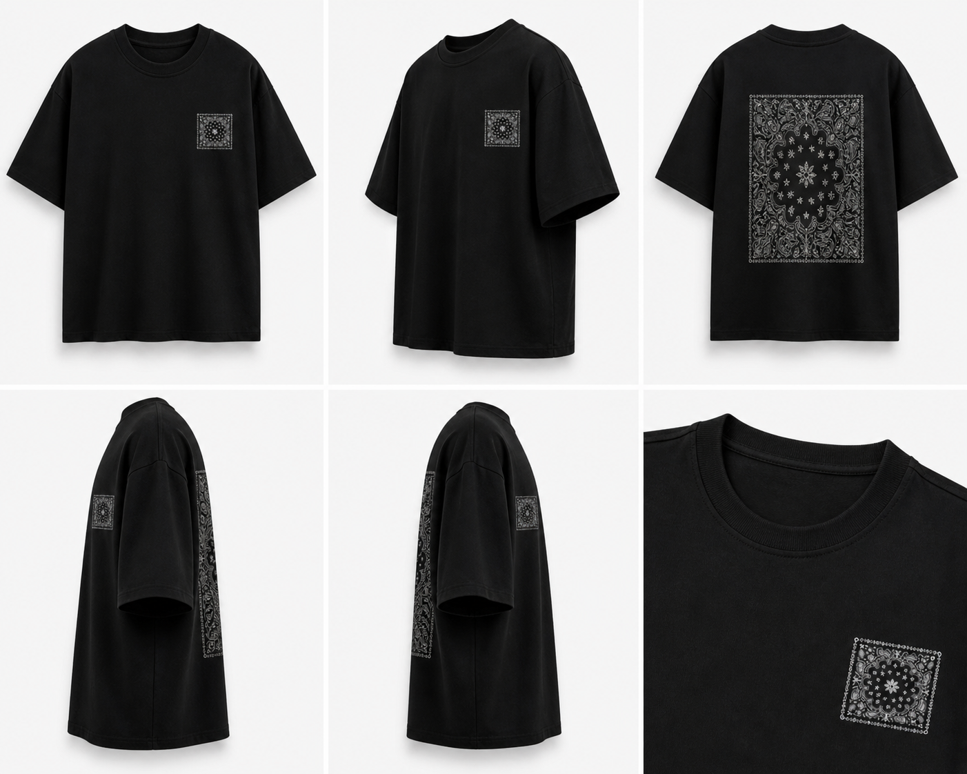 Midnight Bandana Oversized T-Shirt – Minimal Streetwear Graphic Tee