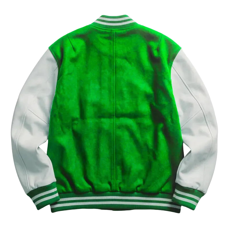 Classic Letterman Varsity Jacket, Wool Body Leather Sleeves, Retro College Style
