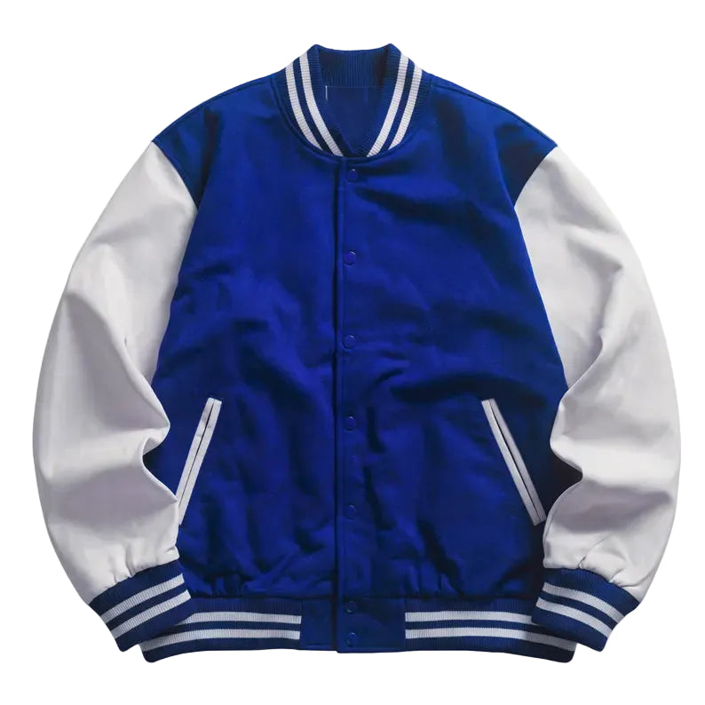 Classic Letterman Varsity Jacket, Wool Body Leather Sleeves, Retro College Style