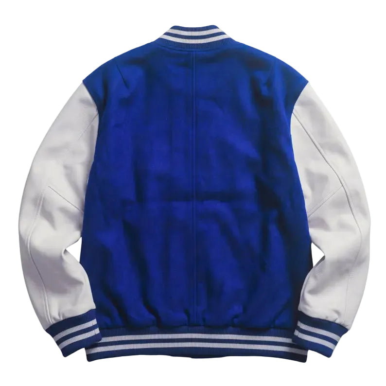 Classic Letterman Varsity Jacket, Wool Body Leather Sleeves, Retro College Style