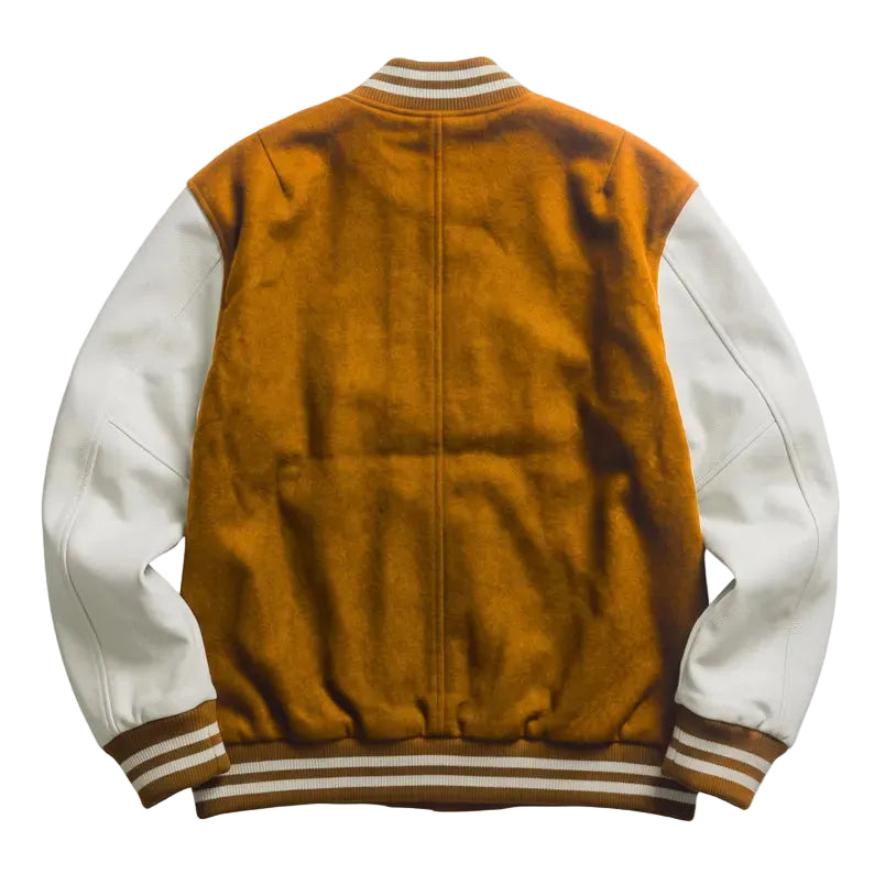 Classic Letterman Varsity Jacket, Wool Body Leather Sleeves, Retro College Style