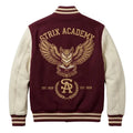 Custom Maroon Varsity Jacket Cream Leather Sleeves Owl Embroidery