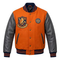 Custom Orange Varsity Jacket Real Leather Sleeves - College Letterman Jacket - Handmade Bomber Outerwear