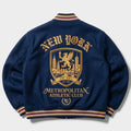 ASC New York Metropolitan Athletic Club Varsity Jacket Navy Blue Wool Bomber Coat