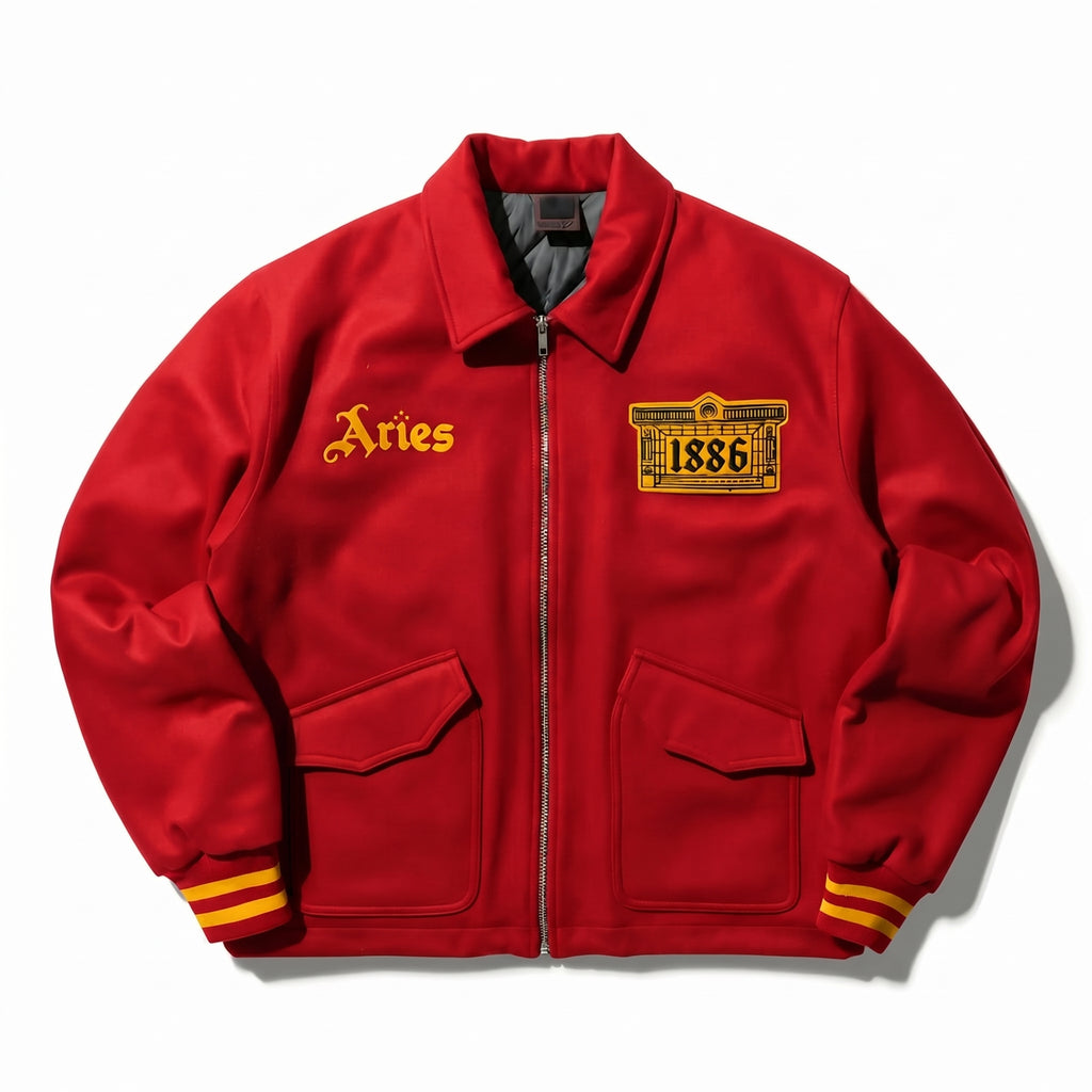 Retro Red Arsenal Bomber Jacket | Vintage Style "Aries" 1886 Cannon Coat