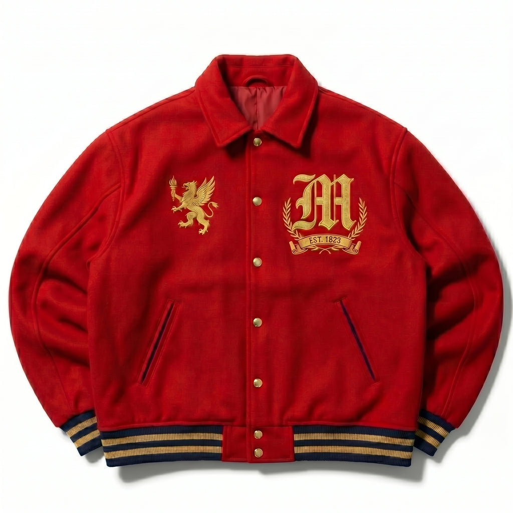 New York Athletic Club Varsity Jacket | Red Letterman Coat