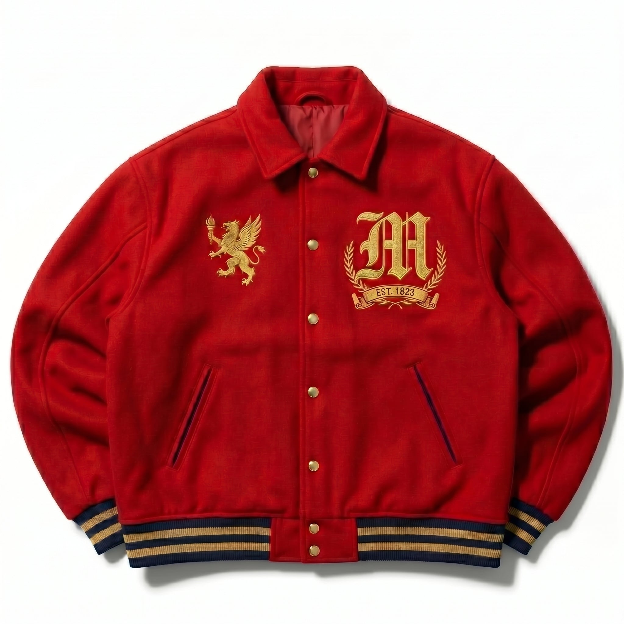 New York Athletic Club Varsity Jacket | Red Letterman Coat