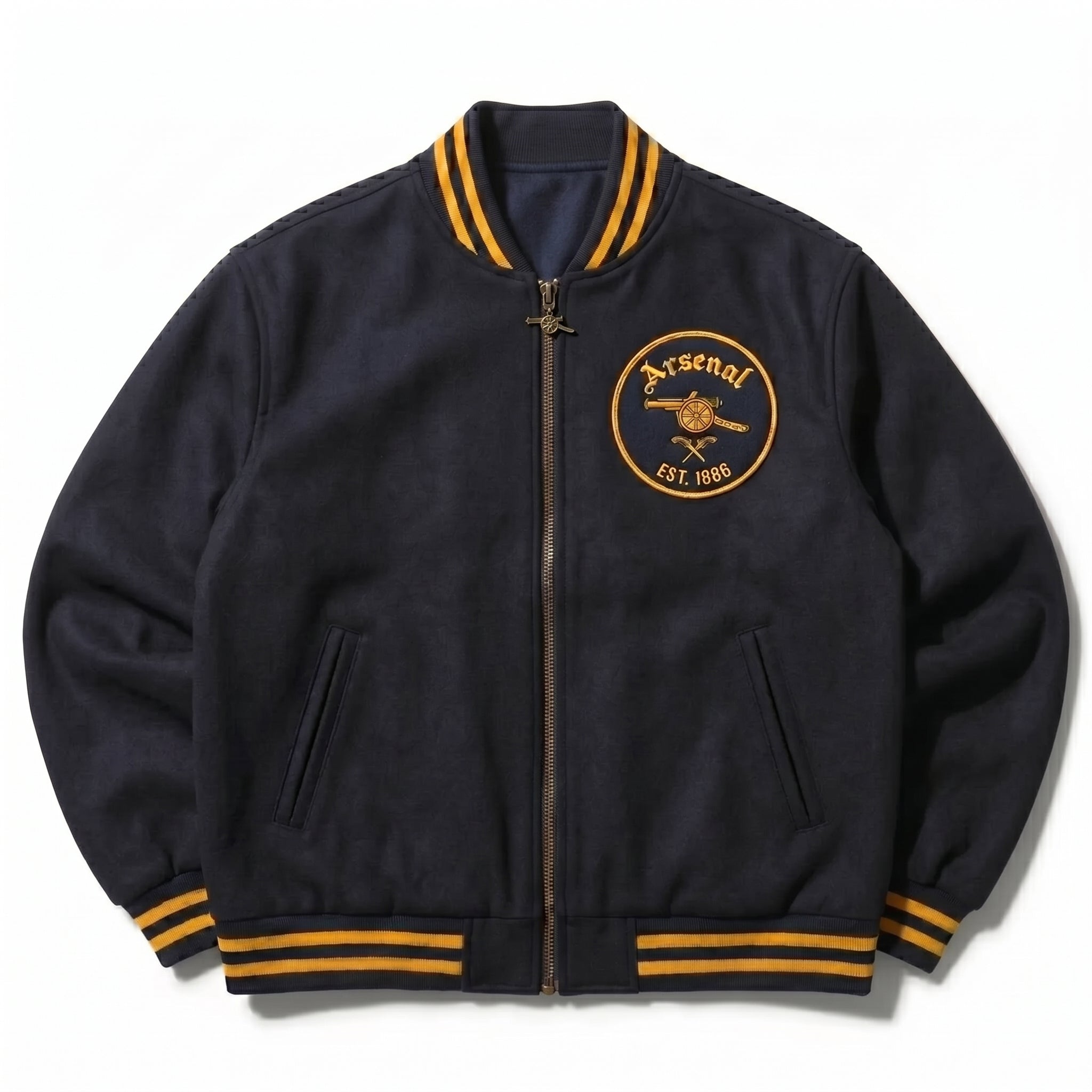 ASC Arsenal Gunners Varsity Jacket | Classic Football Bomber Coat | 100% Cotton Streetwear Outerwear