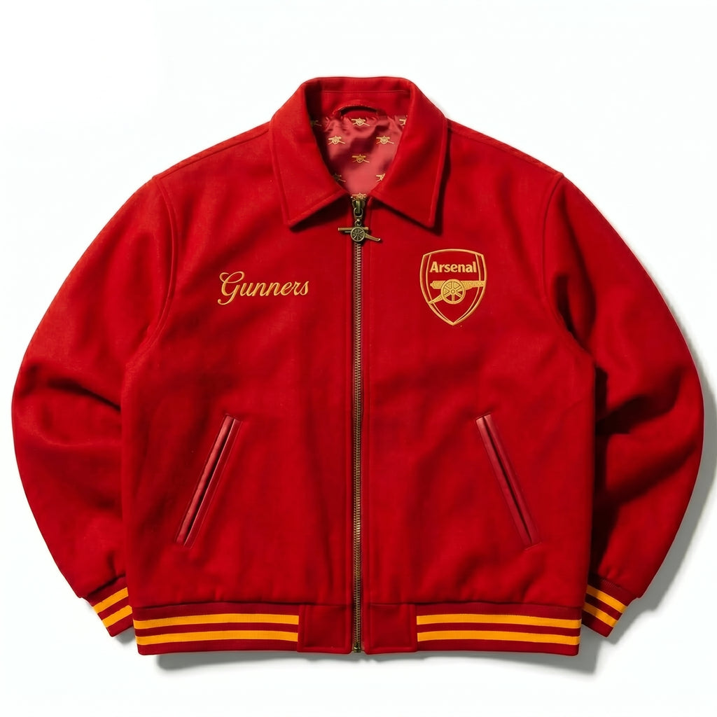 Gunners Embroidered Red Zip-Up Jacket