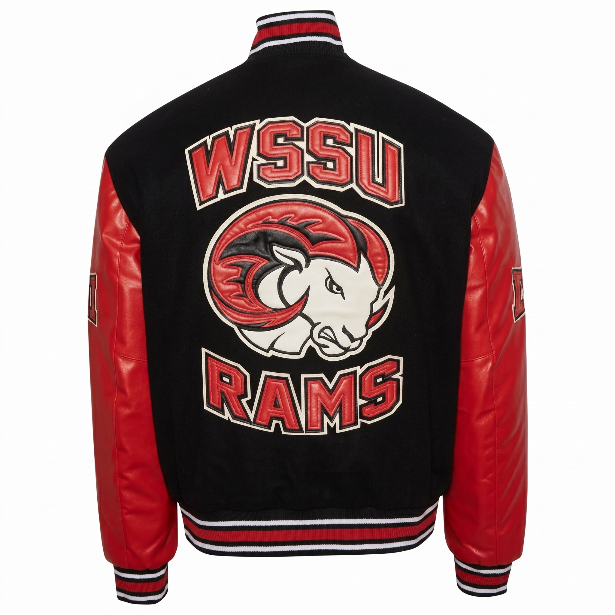 Men's Black Red Varsity Letterman Bomber Jacket – WSSU Rams Apparel