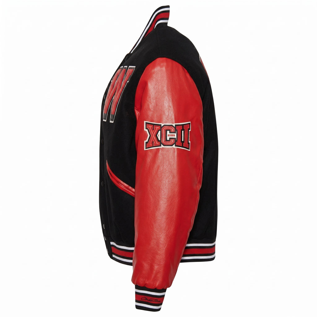Men's Black Red Varsity Letterman Bomber Jacket – WSSU Rams Apparel
