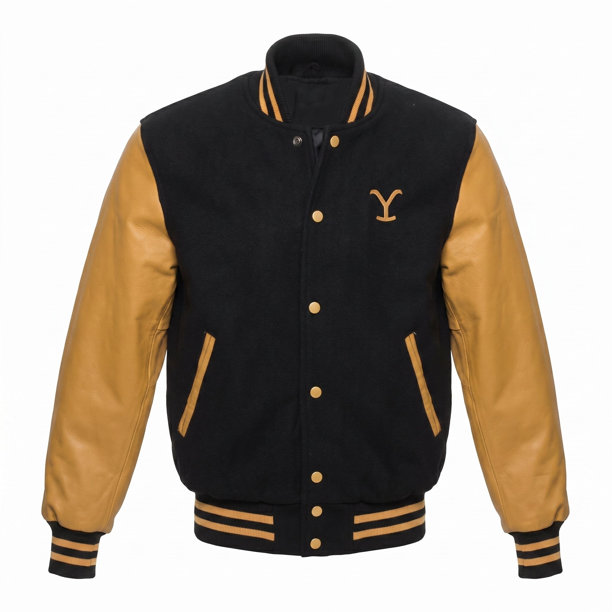 Black & Gold Varsity Jacket | Vintage Streetwear Coat