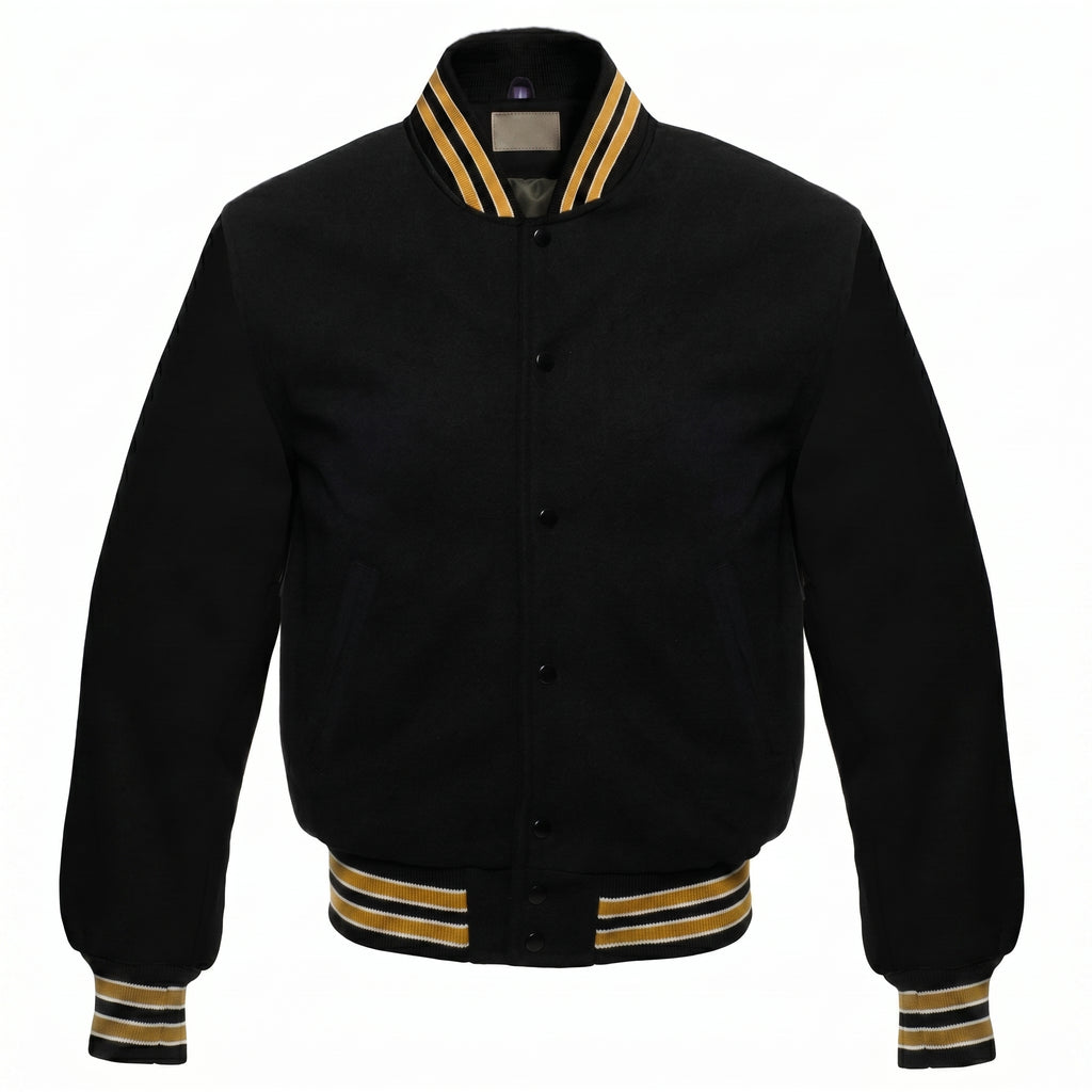 Black Varsity Jacket Minimalist Bomber | Classic College  Men Women | Streetwear Jacket | Plain Custom