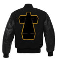 Men’s Black Varsity Jacket | Leather Sleeve Letterman Jacket