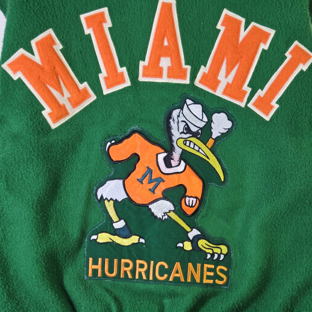 Men’s Green Varsity Jacket | Miami Hurricanes Style Letterman Jacket
