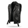 Hand made sleeveless jacket I ASC Black Faux Leather Biker Vest