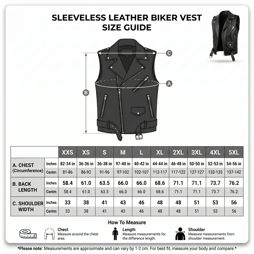 Hand made sleeveless jacket I ASC Black Faux Leather Biker Vest