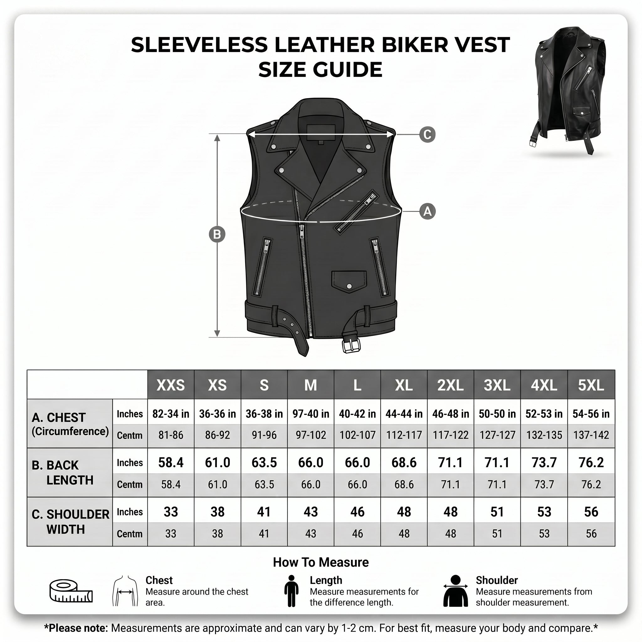 Hand made sleeveless jacket I ASC Black Faux Leather Biker Vest