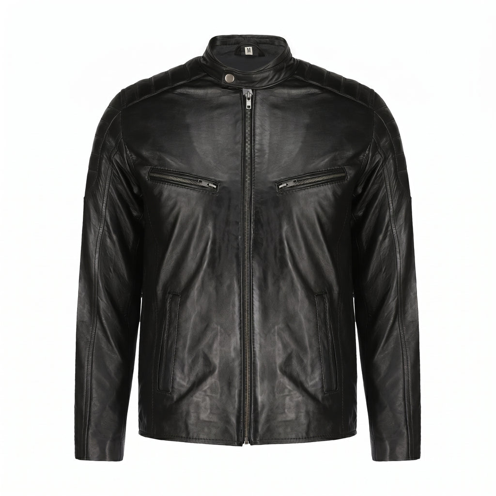 men leather jacket I Slim Fit Black Motorbike Jacket