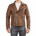 Men’s Brown Leather Biker Jacket
