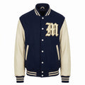ASC Men's Varsity Letterman Jacket - Navy Blue Wool & Cream Leather Bomber
