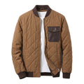 Brown Quilted Bomber Jacket for Men