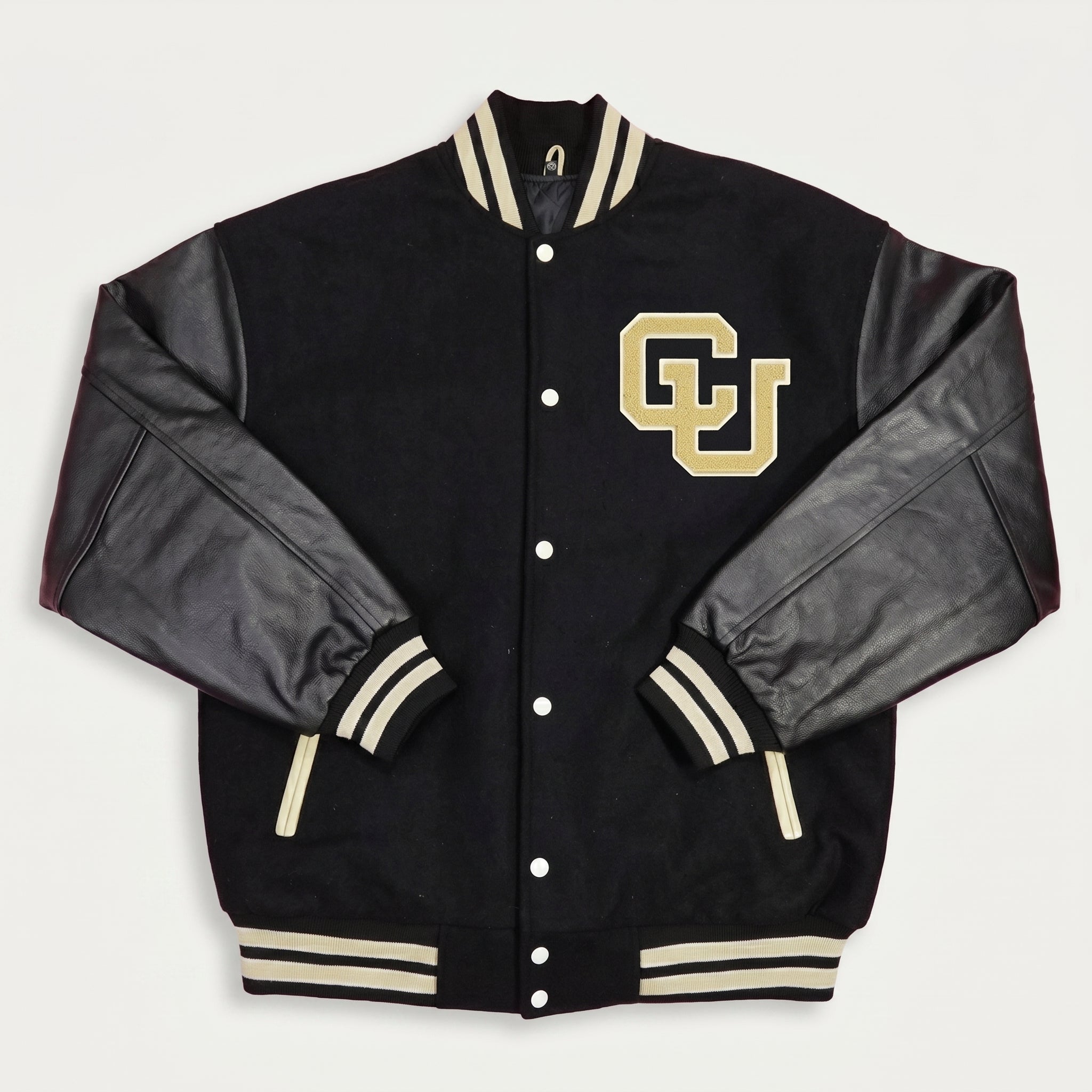 Colorado Buffaloes Varsity Jacket Black Leather Sleeves |College Letterman Jacket Custom Size & Color