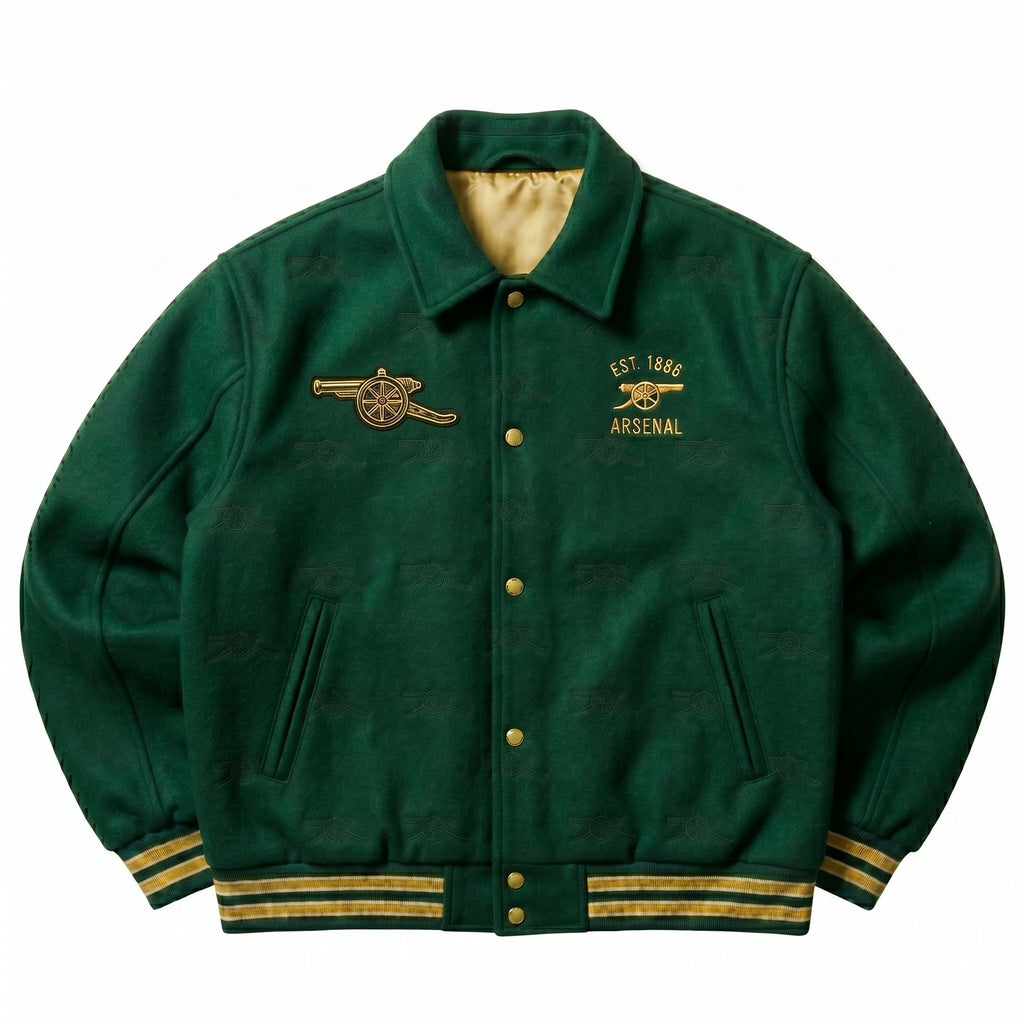 ASC The Gunners Green Varsity Jacket | 100 % Cotton Arsenal Football Coat